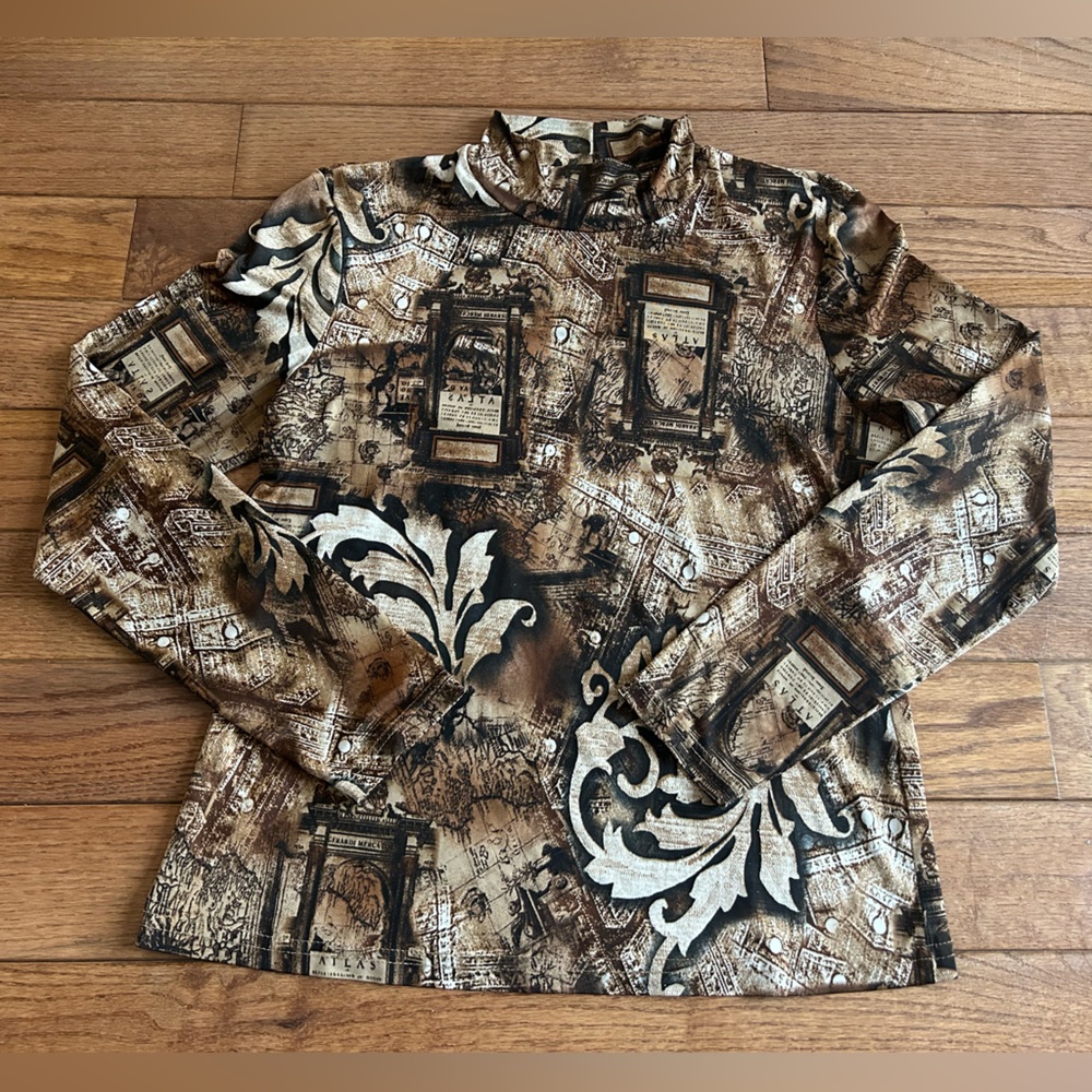 Academia whimsigoth allover print 2000s turtleneck
